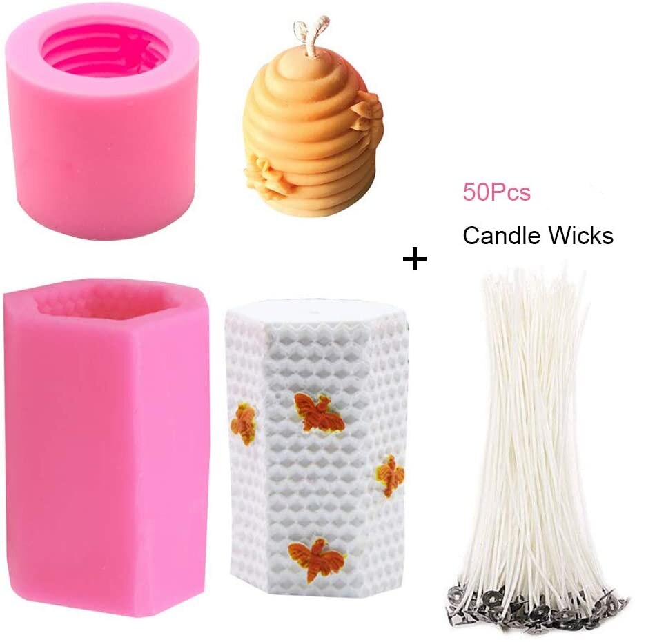 Moules à bougies 3d silicone cire d'abeille abeille nid d'abeille ruche savon moule pour savon maison Crayon cire fondre ruches bougie fabrication Supplie
