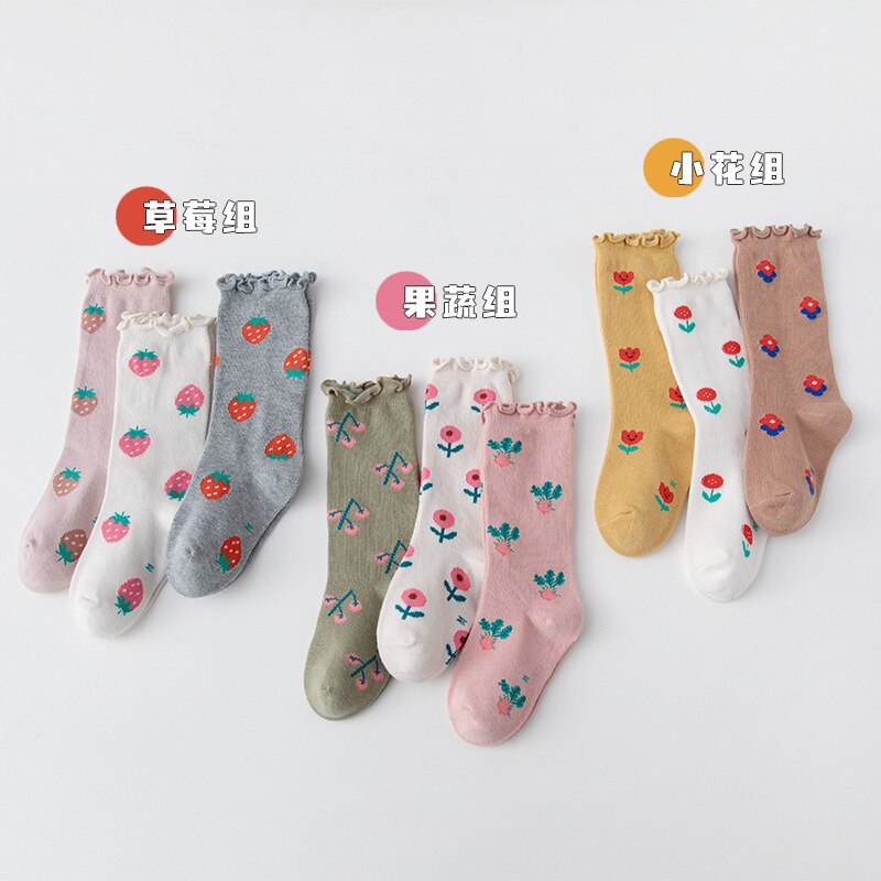 3 paia/lotto 2021 Ins New Fashion Baby Socks 1-8 anni ragazze calzini moda maglia bambini calzini