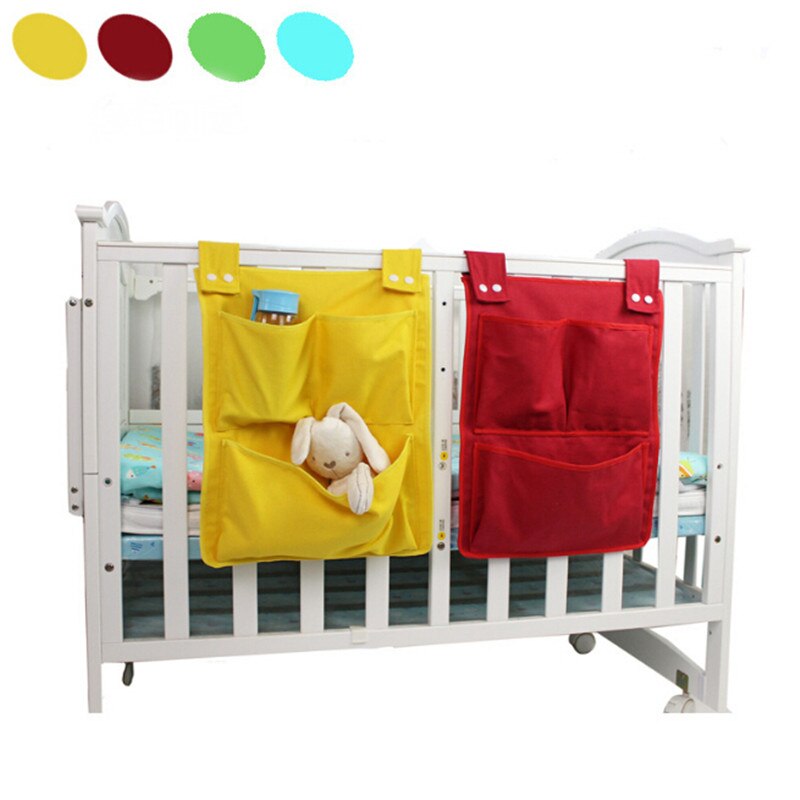 1pc multifunktions hængende opbevaringspose barneseng seng krybbe arrangør legetøj ble lomme til nyfødt lærred seng hængende taske
