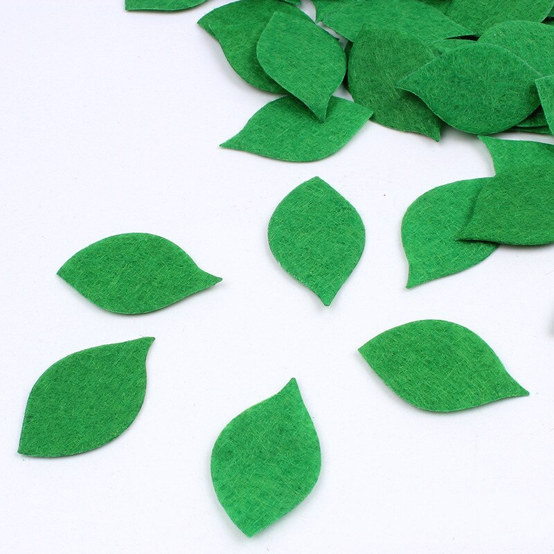 50pcs Non-woven Green Leaves Leaf Card Making Decorating DIY Handmade Sewing Crafts Felt Handcraft Applique Wall Stickers