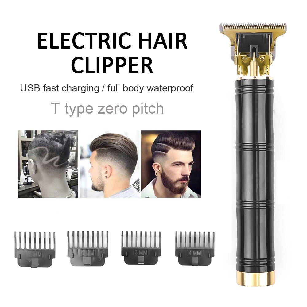 Tondeuse à cheveux électrique T9 sans fil pour hommes, rasoir à 0mm pour coiffeur, rechargeable par USB