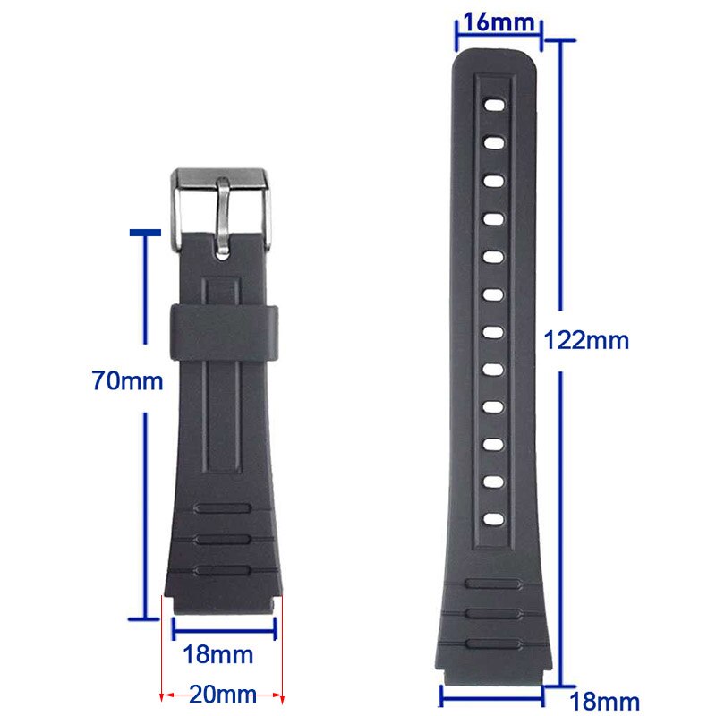 Correa de repuesto para reloj Casio F-91W de 18mm, correa de plástico de resina negra para reloj de pulsera con pasadores, hebilla de Metal F91 F91W