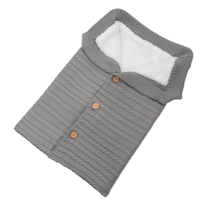 1-2 pièces -né bébé Swaddle couverture épaissir poussette tricot sac de nuit enfant en bas âge nourrissons sac de couchage enveloppement pour fille garçon: Gris foncé