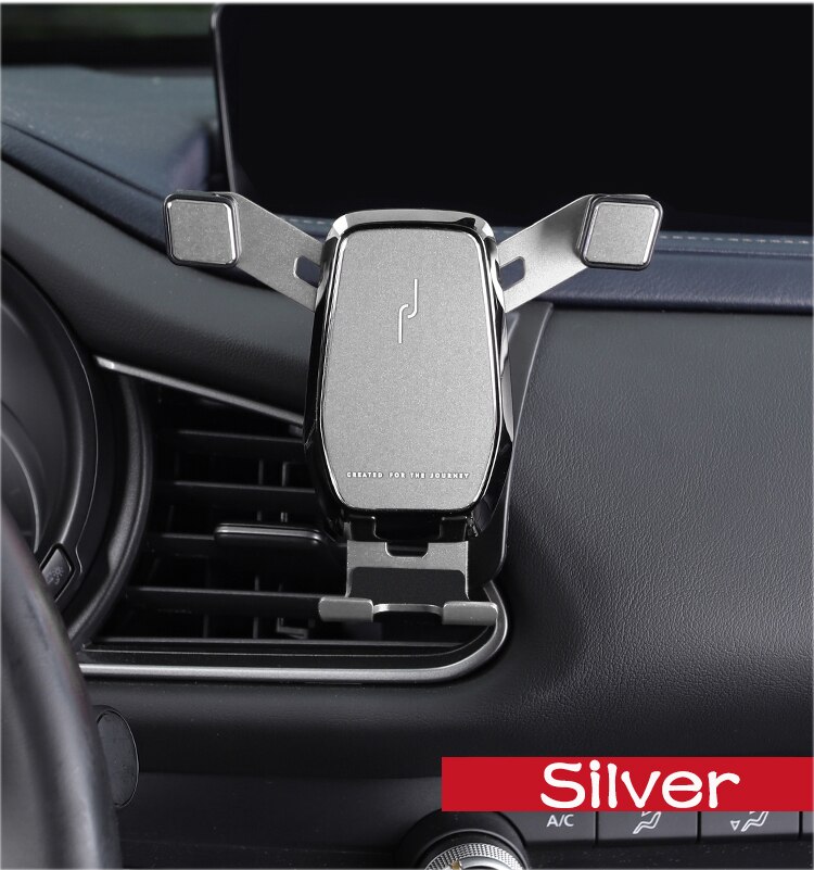 Bil luftventilholder holder mobiltelefon gps navigationsventilbeslag indvendigt dekoration til mazda  cx30 cx-30 accessorie: Sølv