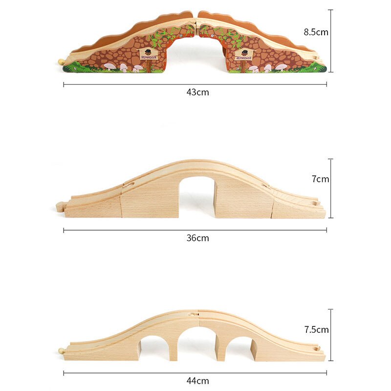 DIY Montessori Wooden Track Wooden Railway Accessories Train Track Railway Accessories Bus Station Rainbow Bridge Track