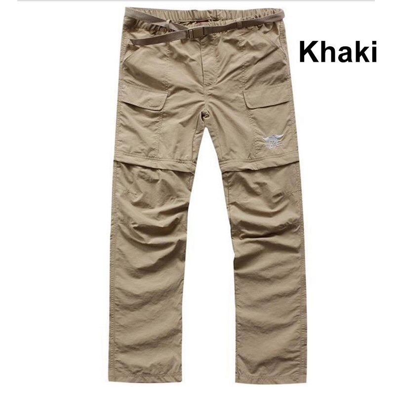 Outdoor Hiking Sports Detachable Pants Men Summer Trousers Anti-UV Quick Drying Lightweight Can be a pair of Shorts: Khaki / XL