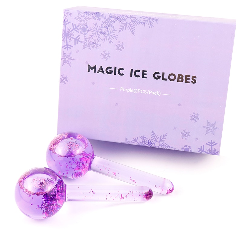 Facia-bola de cristal para Hockey sobre hielo, bola de cristal para belleza, ondas de agua, masaje Facial, uso en salón: PURPLE SET