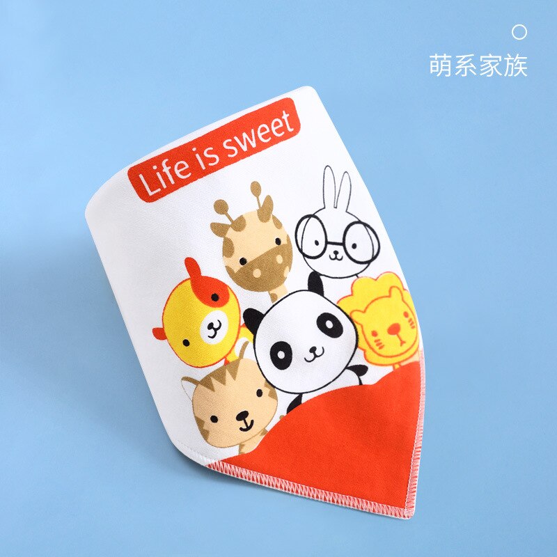 Cotton Bandana Bibs Baby Babador Feeding Smock Infant Burp Cloths Cartoon Saliva Towel Baby Eating Accessory Soft Cute Stuff: animals