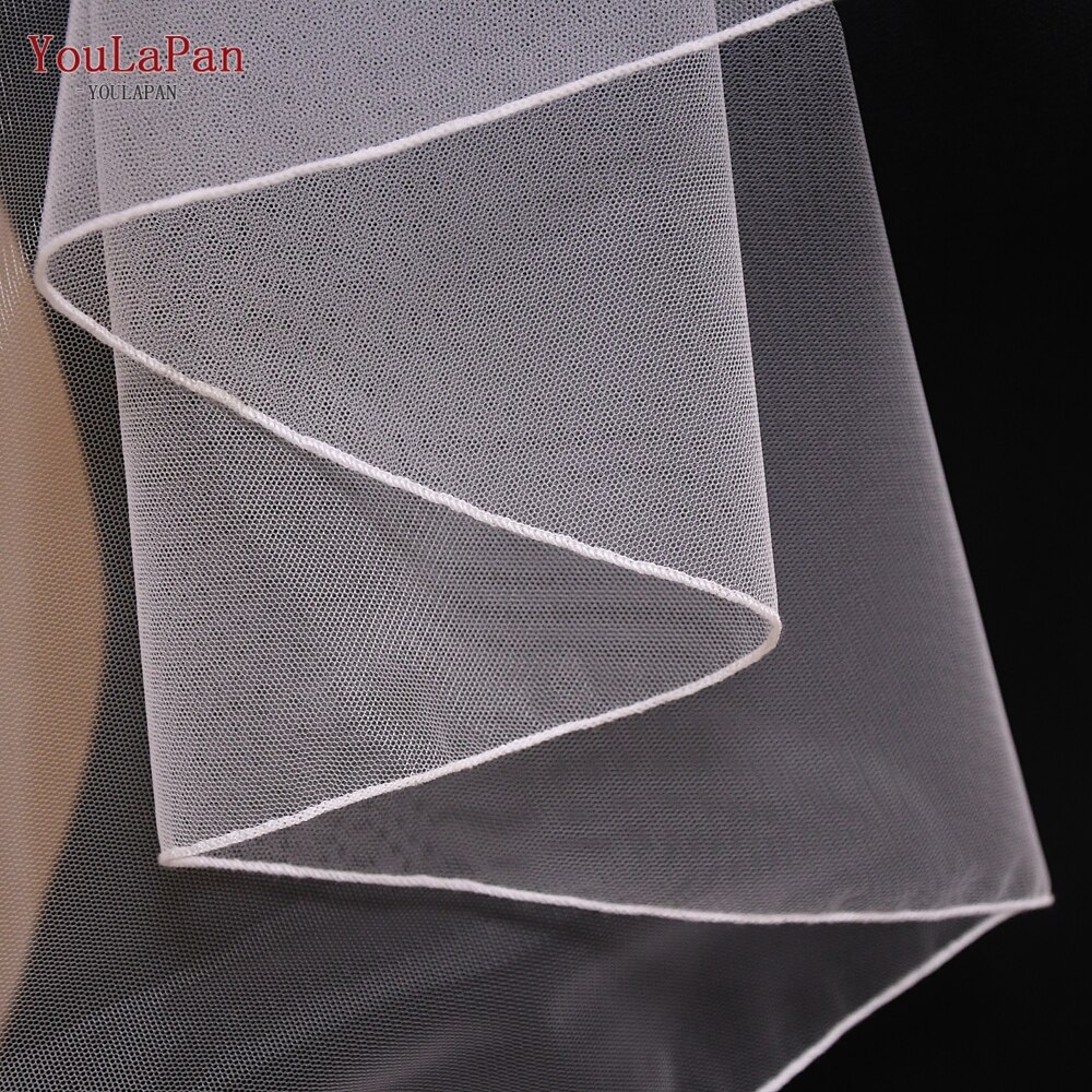 YouLaPan – voile de mariage en Tulle doux, blanc, ivoire, 1 niveau, Long, transparent, soie suisse, avec cordon souache, V14