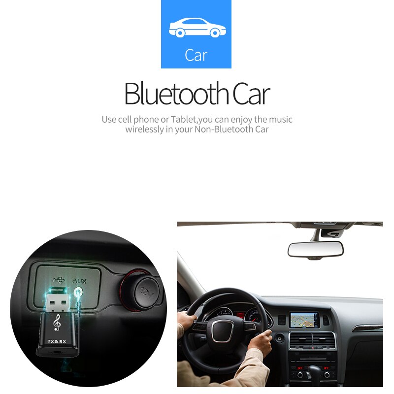 Usb Wireless Receiver Transmitters Bluetooth V5.0 Audio Music Stereo Adapter Dongle For Tv Pc Car Bluetooth Speaker Headphone