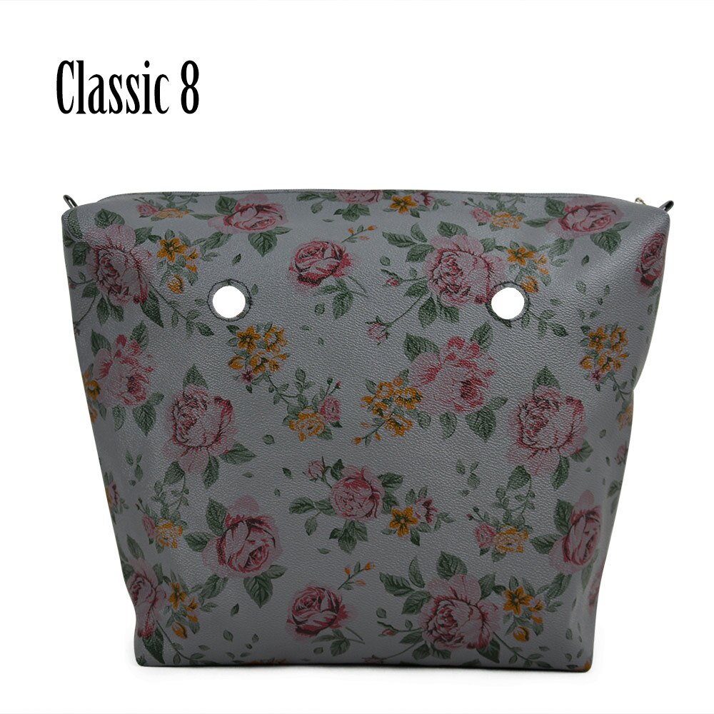 Inner Zipper Pocket Floral PU Leather Lining Waterproof Insert for Big Classic Mini Obag EVA O BAG Women Handbag: Classic 8