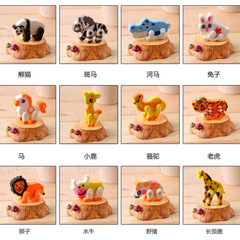 12 gommes à crayon flexibles en forme d'animaux différents, gommes à crayon pour écoliers