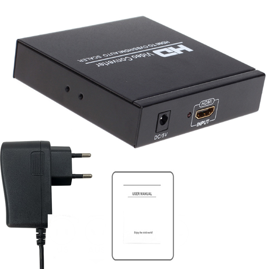 1080P HDMI naar RCA HDMI-splitter Scaler-converter met zoomfunctie ondersteunt RCA- en HDMI-uitgang tegelijk: WHITE