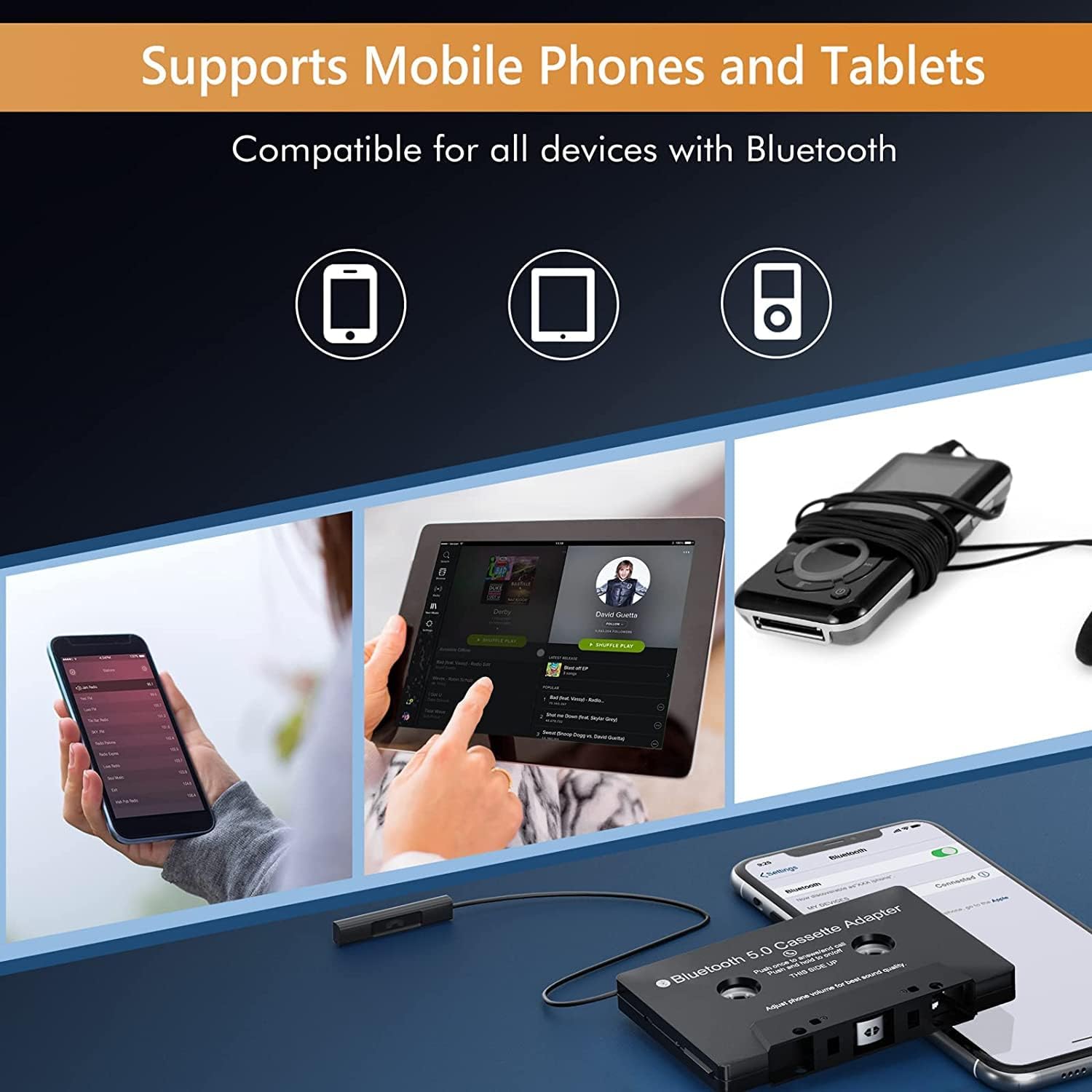 Adattatore Aux per cassetta Audio, lettore da scrivania con nastro per ascoltare musica del telefono cellulare e voce dell'auto, vivavoce