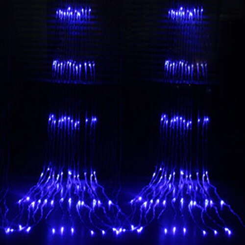 3X3M Waterval Gordijn Led Fairy String Light Garland Waterstroom Meteorenregen Regen Licht Venster Ijspegel Decor Licht: Blauw