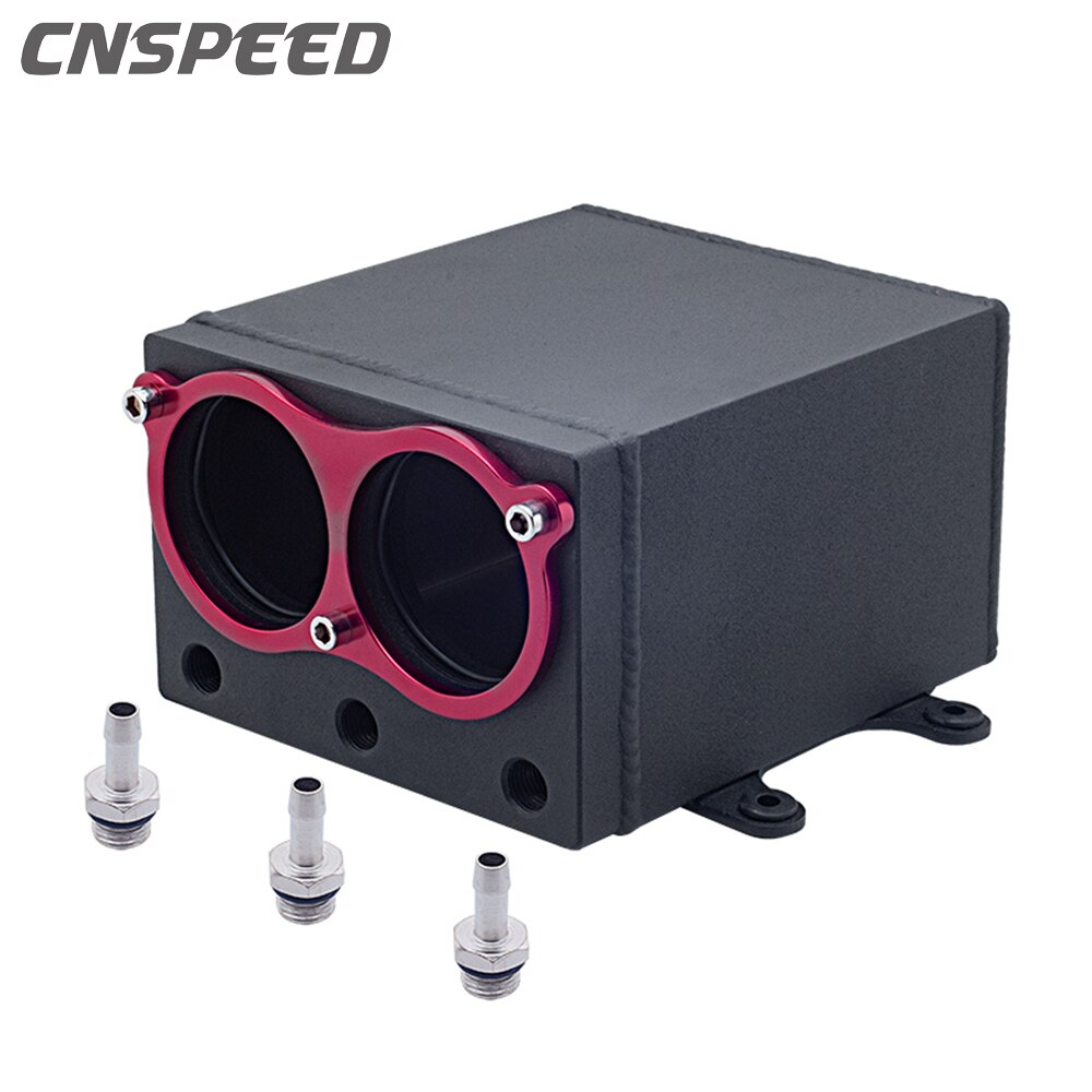 60mm oil catch can fuel surge tank dual port 044 pump use racing black Billet 6061 aluminium