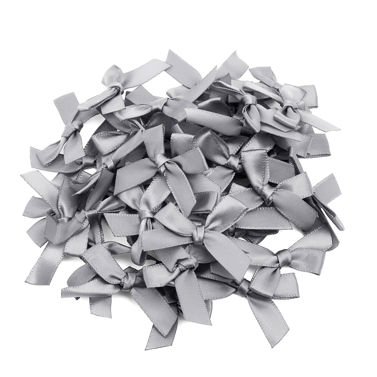 Nœuds de ruban rose frais 4x3.5cm, 50 pièces/lot, petite taille, nœud de ruban en Satin, décoration artisanale de fleurs, travail manuel, décoration de fête DIY: Gris clair
