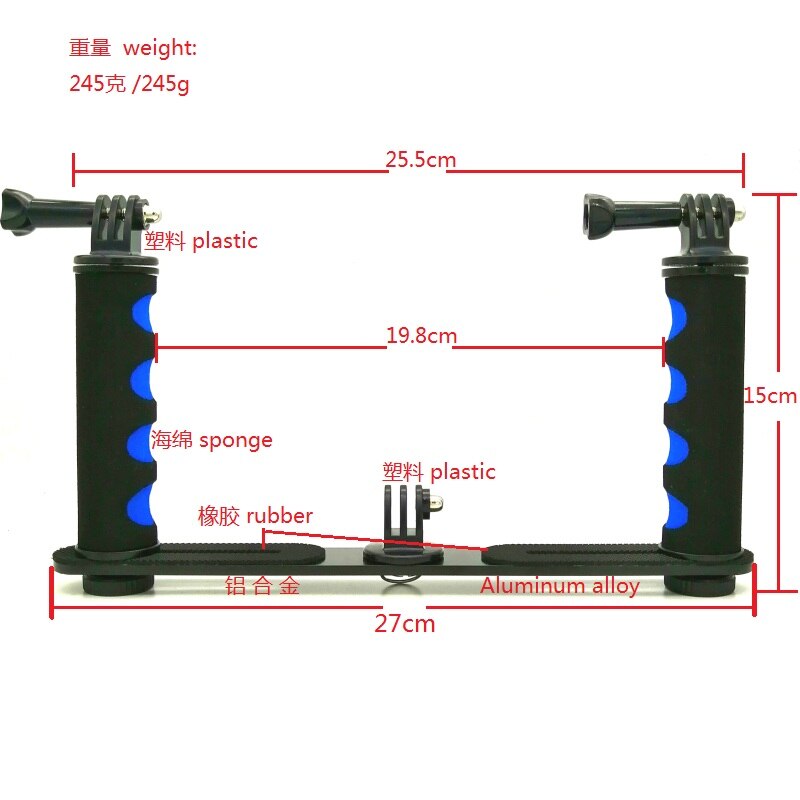 新しいダイビング防水 led ライトハンドヘルドステント移動プロヒーロー 3 5 6 7 8 xiaomi 李 4 18k mijia sjcam SJ6 sj8/9 eken H9R カメラ: Handle bracket