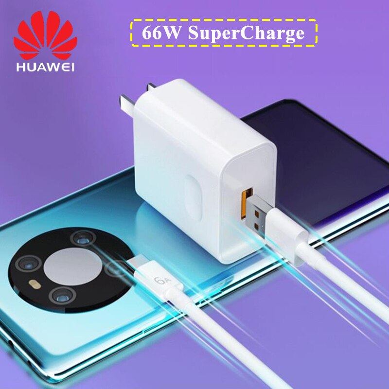 Max 66W Huawei Supercharge Snel Opladen Adapter Usb 6A Type C Kabel Voor Huawei Mate 40 Pro 40pro + 30 X2 Nova 8 Se Pro P40 P50 Pro