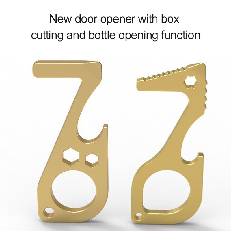 No-Touch Door Opener Cutting Box Brass Anti-contact Bottle Opener Elevator Button Contactless Safety Protection Door Handle Key