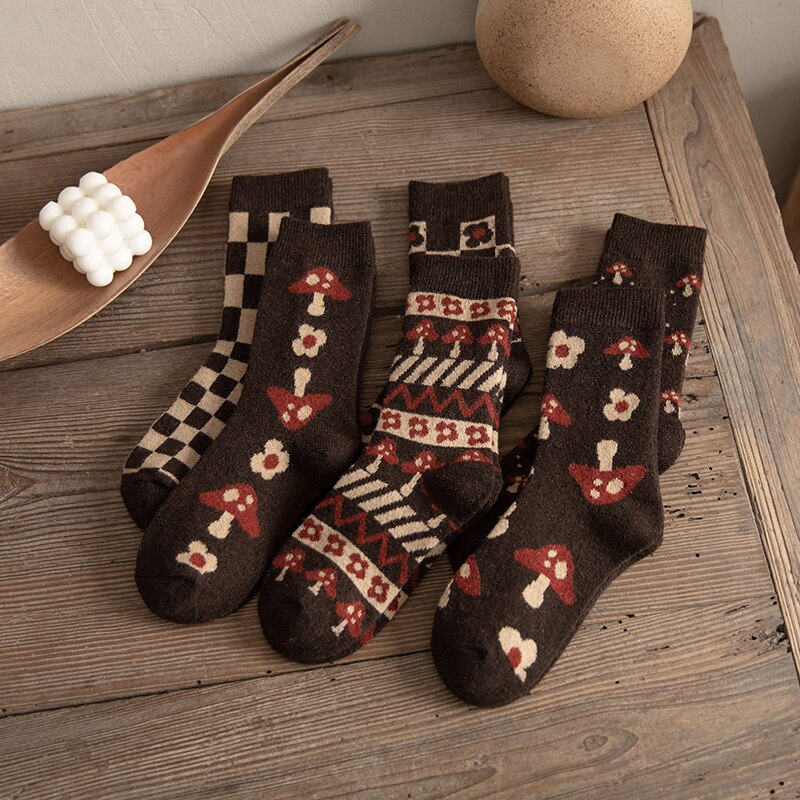 Calcetines gruesos de lana para mujer, medias de tubo informales, de algodón, cómodos y cálidos, para Otoño e Invierno