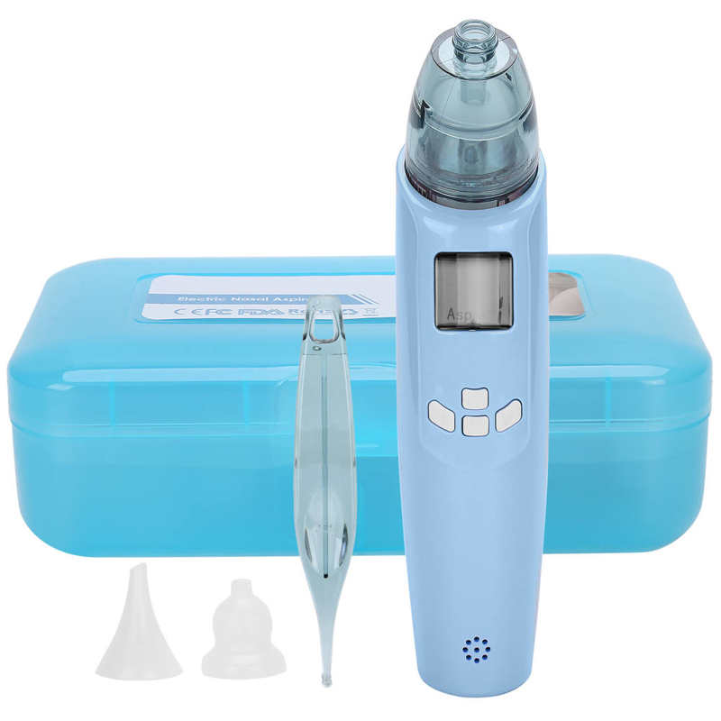 Limpiador Nasal de bebé con ventosa para el cuidado del bebé, limpiador Nasal eléctrico para recién nacido, equipo de corte, aspirador de nariz higiénico seguro: Azul