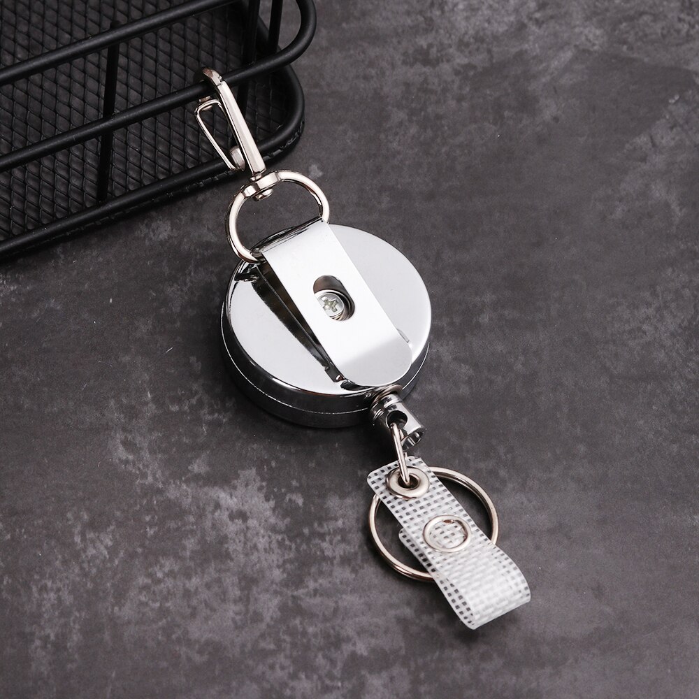 Retractable Pull Ring ID Lanyard Name Card Holder Reverse Label Reel Belt Clip Metal Metal Shell Covers