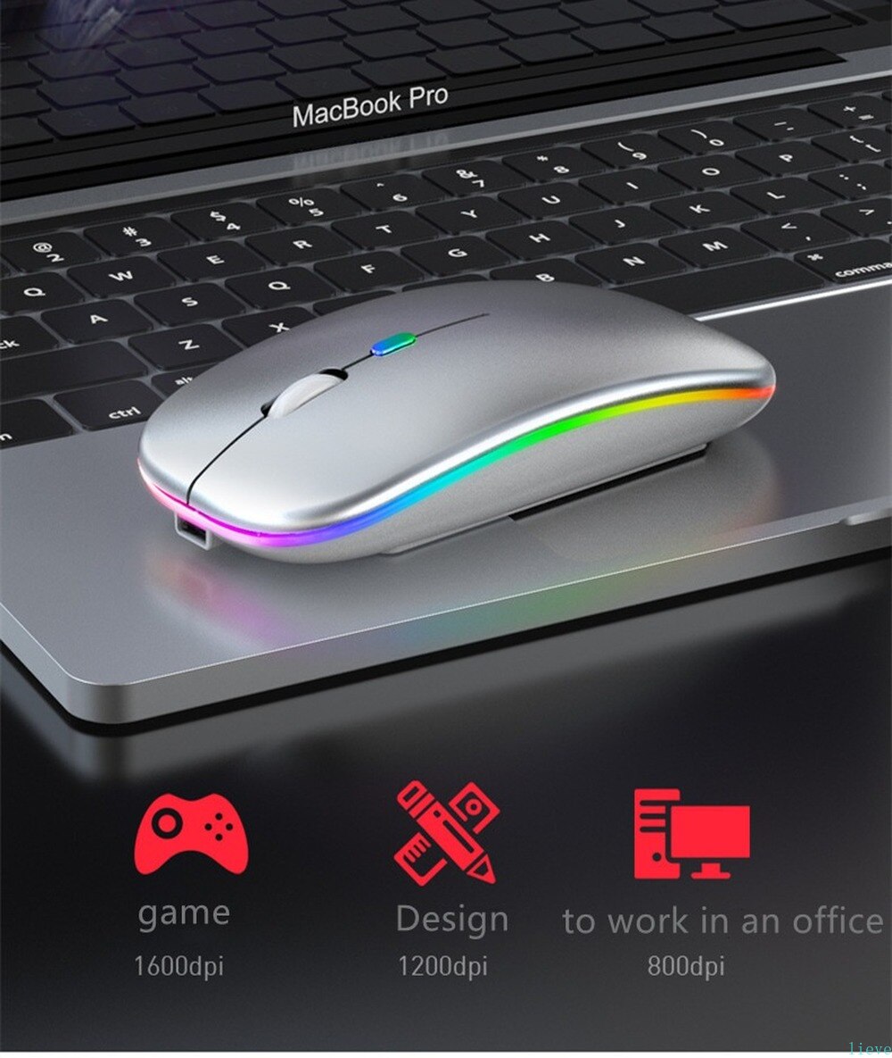 Bluetooth Draadloze 2.4Ghz Muis Usb Optische Muis Oplaadbare Rgb 1600Dpi Muis Computer Ergonomische Gaming Muis Voor Laptop Pc