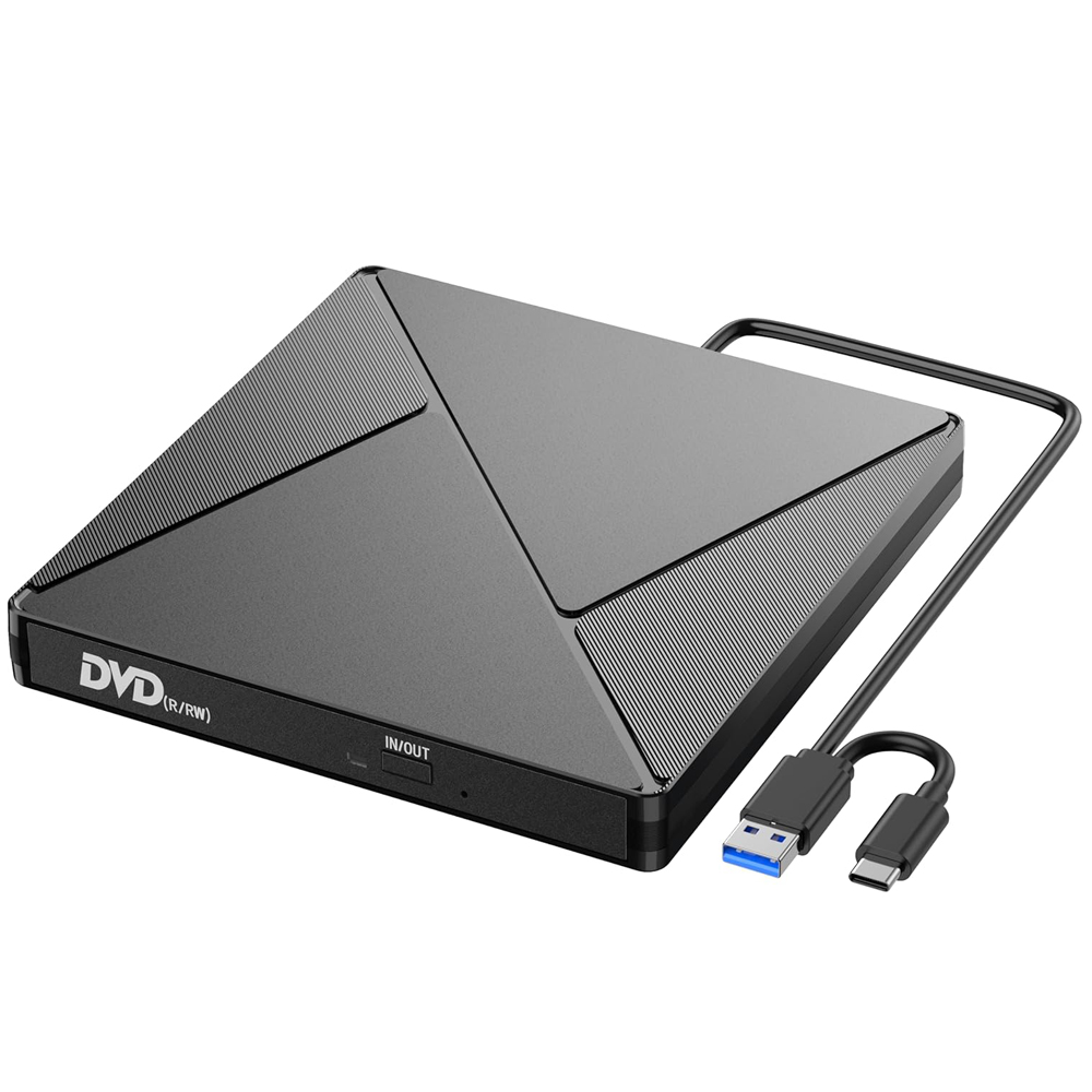 External CD DVD Drive USB 3.0 Type-C Slim Portable CD DVD +/-RW ROM Player Burner Reader for Laptop Desktop MacBook Windows XP: Default Title