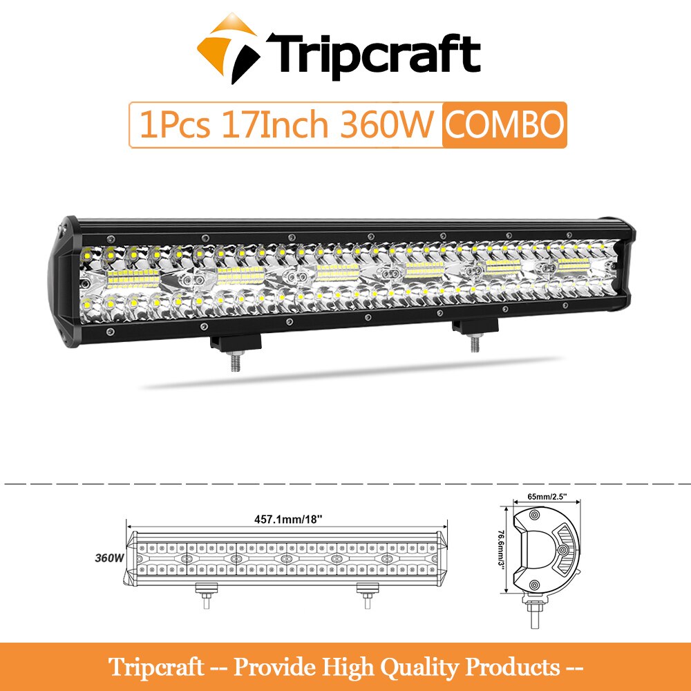Tripcraft 3 rzędy listwa LED 4 - 28 Cal listwa świetlna LED LED światło robocze do ciągnika samochodowego łódź OffRoad 4x4 ciężarówka SUV ATV jazda 12V 24V: 1pcs 17inch 360w