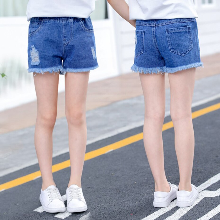Ripped Jeans For Girls With Hole Children's Short Jeans For Girls Casual Kid Jeans Summer Clothes For Girls