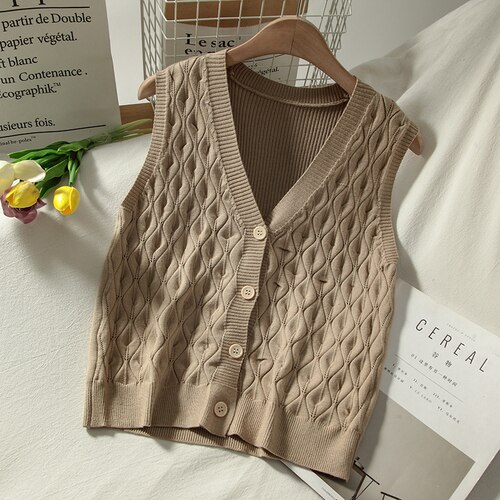 Izabella V Neck Buttoned Sweater Vest