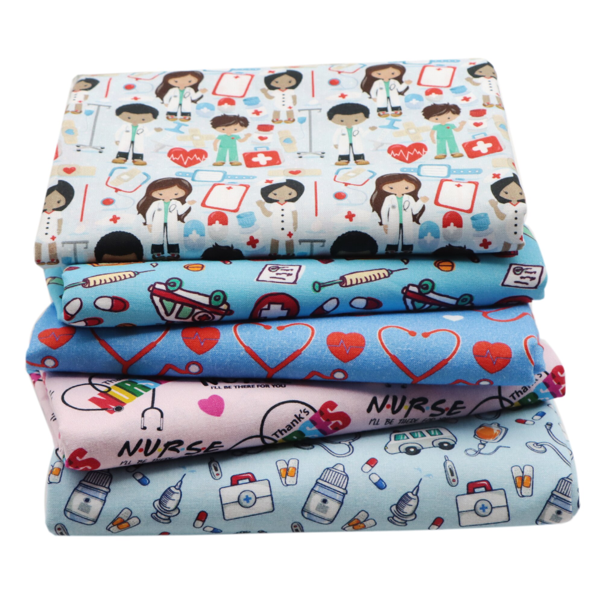 50*140cm 5Entwürfe/einstellen Krankenschwester Gedruckt 100% Baumwolle Stoff NäHenne Kleidungsstück Kleidung Quilten Patchwork Stoff Tilda puppe, 1Yc12650
