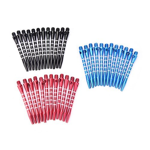 12 Stuks Aluminium Darts Assen 53Mm Aluminium Steel Shafts 3 Kleuren Zwart + Blauw + Rood 2BA Draad dart Vervanging