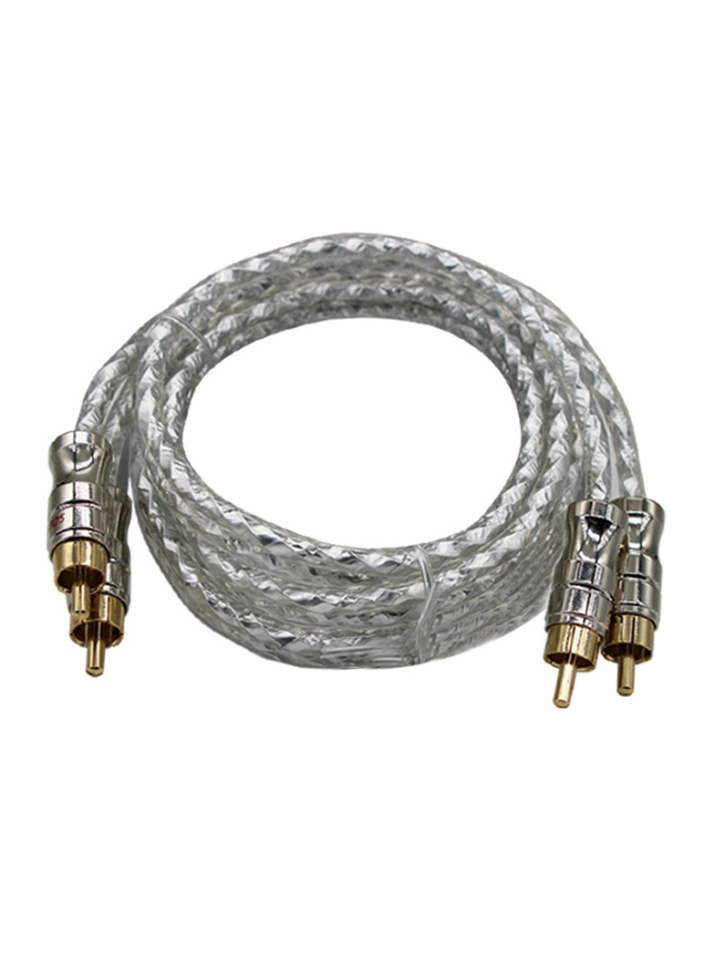 Cable de Audio para coche, Cable de señal de cabeza de Metal de cobre puro, altavoz de Audio estéreo, amplificador de Cable, instalación de subwoofer RCA, cableado secundario: Verde militar