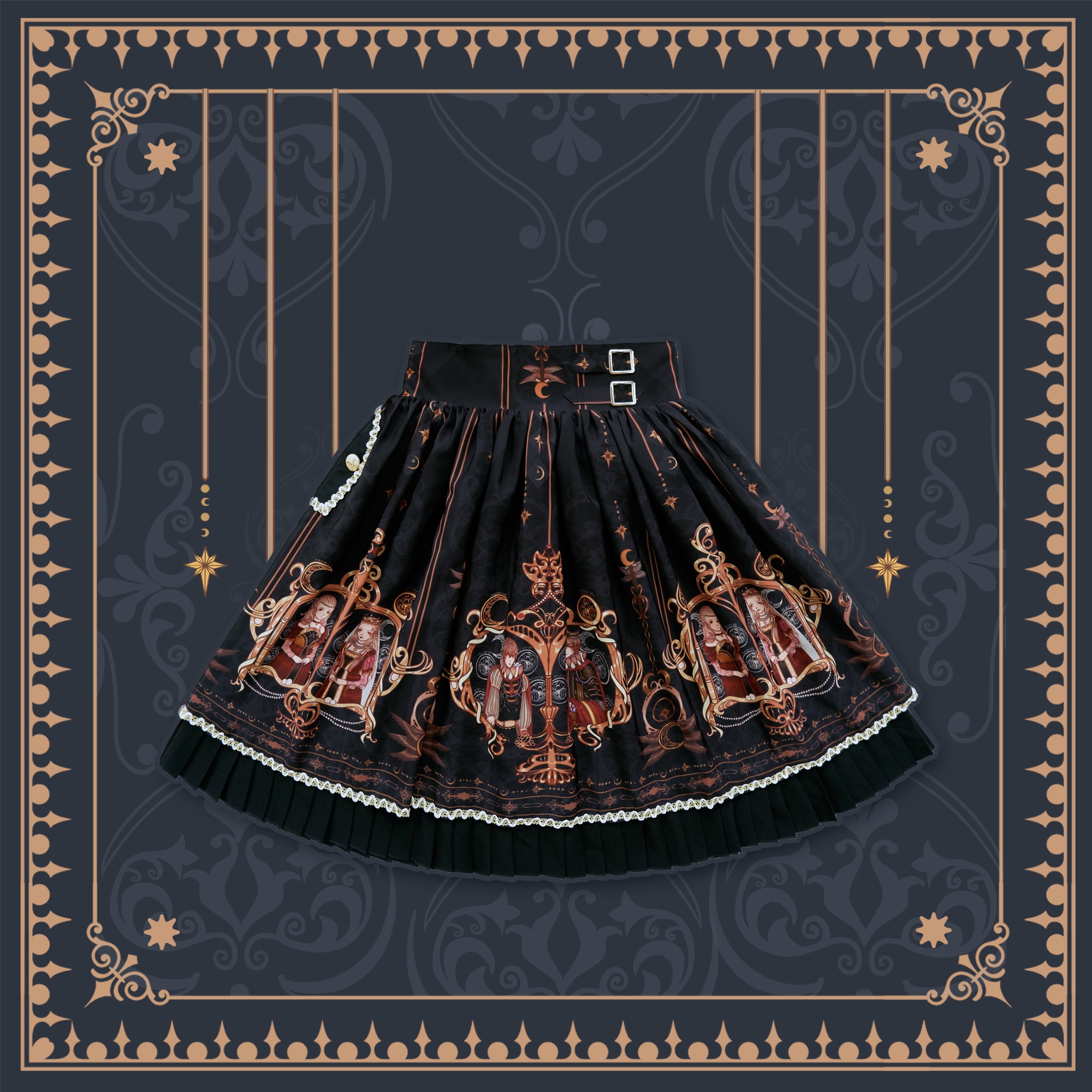 Conjunto de dos piezas de lolita, top y falda gótica punk oscura, estilo palacio gótico, dulce princesa lolita, chica kawaii, estilo uniforme gótico lolita jk