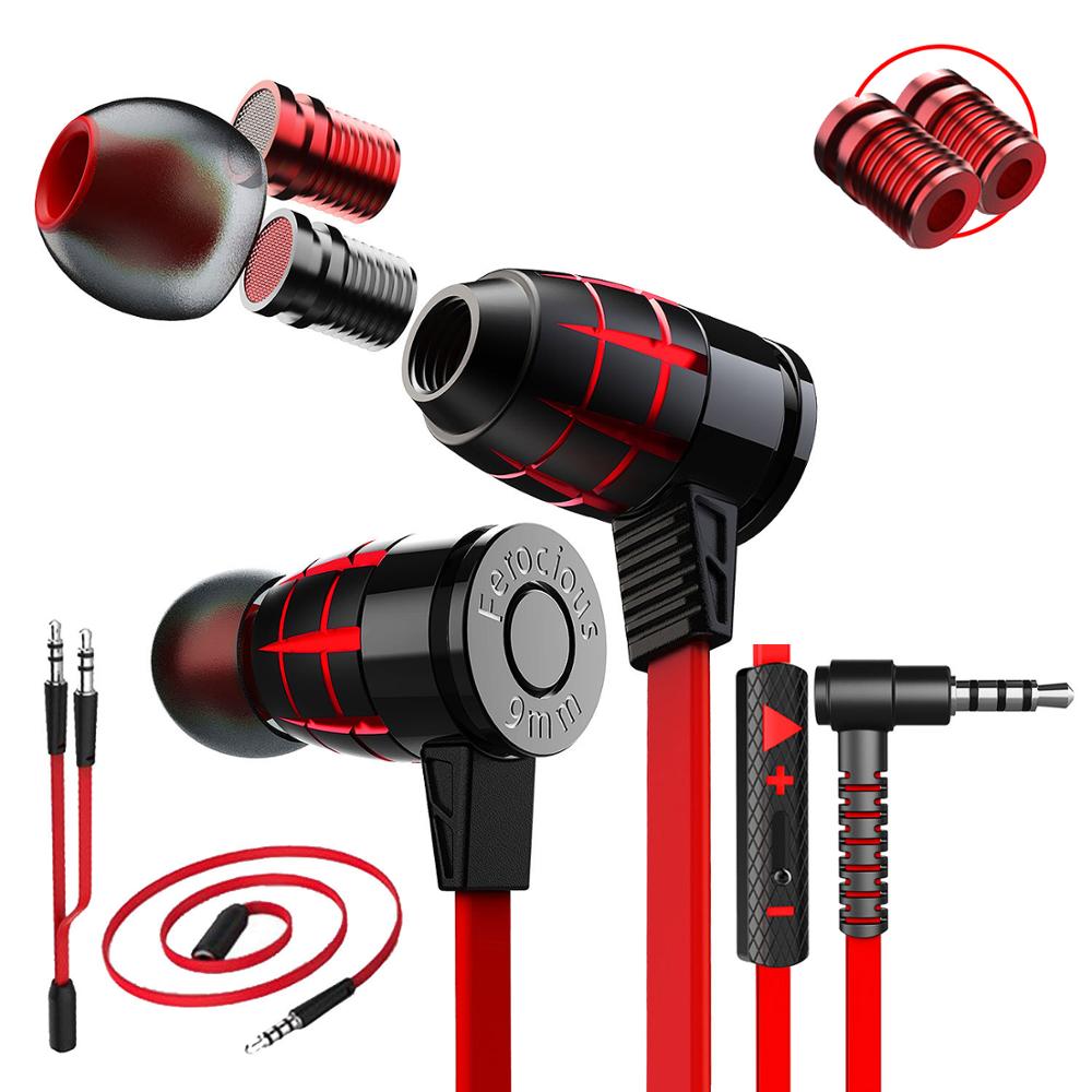 Plextone hammerhead  g25 gaming hörlurar med mikrofon i örat ljudisolering headset variabel ljudcell för ersättning: Röd