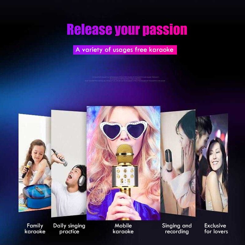 BUFLOIK microfono Wireless Bluetooth professionale microfono Karaoke portatile USB Mini Home KTV per lettore musicale registratore di canto Mic