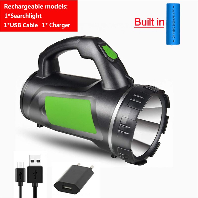 Kraftig 280w arbeidslys usb oppladbart søkelys vanntett lommelykt søkelyset ledet campinglys med sidelyslykt: Pakke f