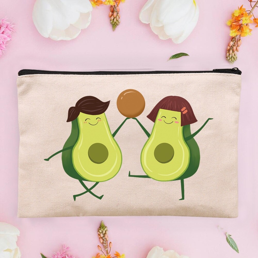 Women&#39;s Cosmetic Cases Avocado Pattern Lipstick Bag Zipper Cover Beautician Toiletry Makeup Pouch Coin Purse Pencil Case: 4Avocado005