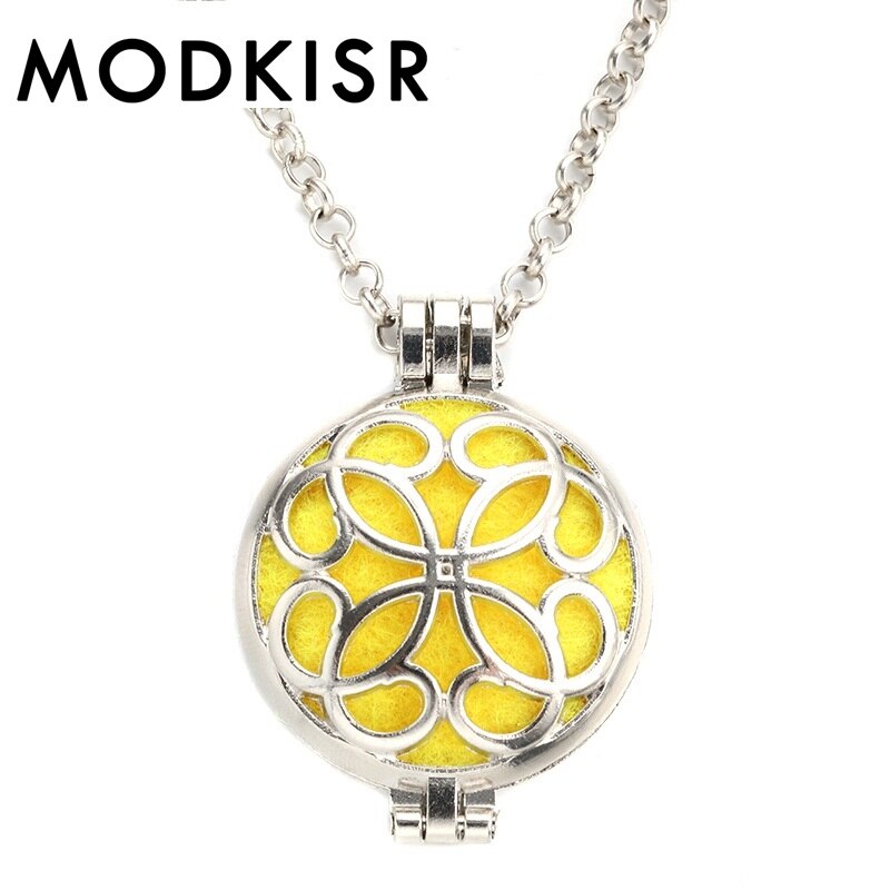 MODKISR Commercio All'ingrosso di Alta Qualità 30 millimetri Fiore Del Sole Elegante Squisito Diverse Olio Essenziale di Diffusione Della Collana Aroma Del Pendente Del Locket: Zinco nero placcato