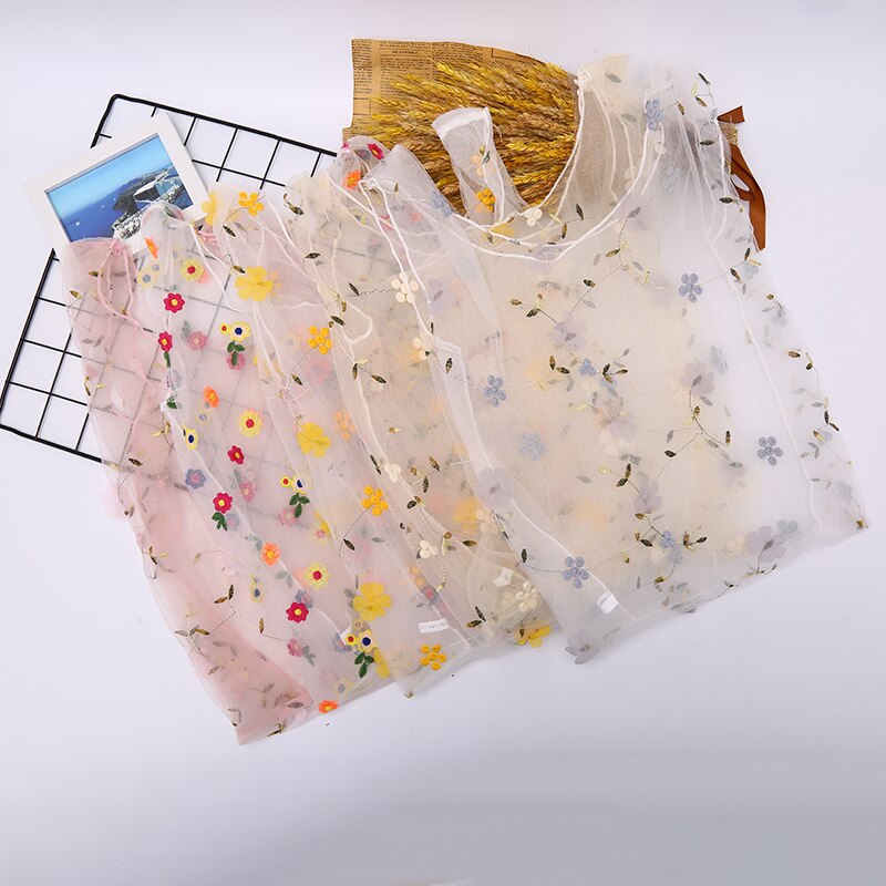 Kobieta rękojeść w kwiaty torebka organzy Tote siatka torby na zakupy torebka damska