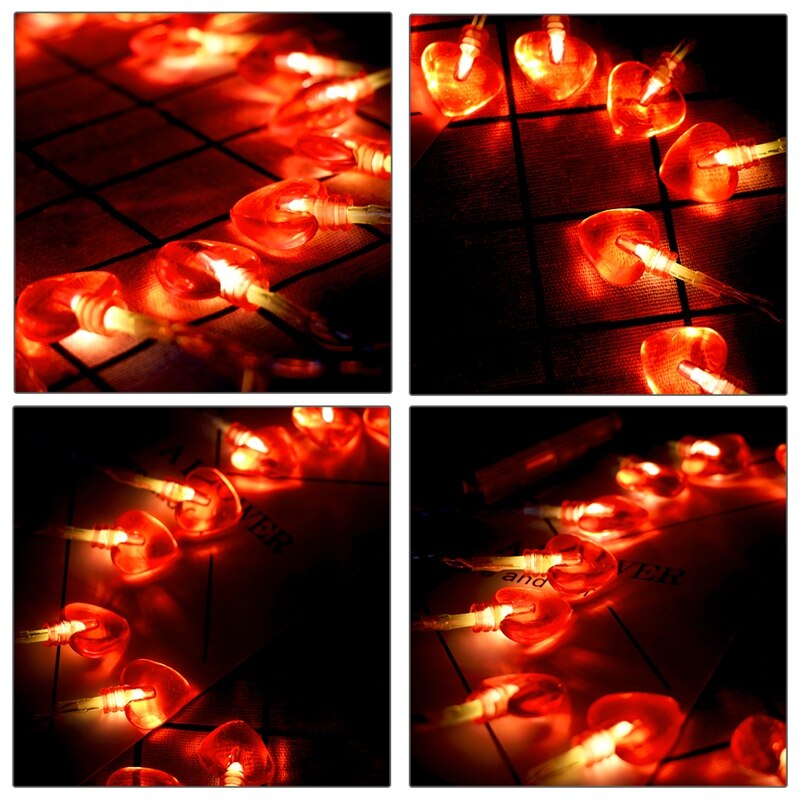 Love Heart Shaped String Lights Bedroom Light Decorations 20 LED Fairy Lights Valentine's Day String Light Party Wedding