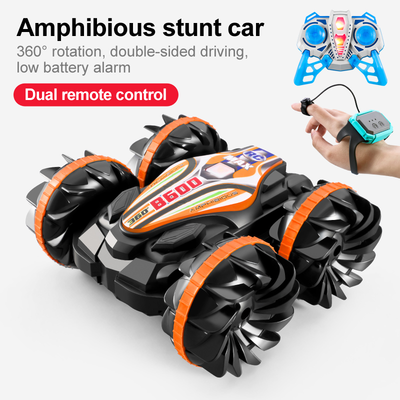 Voiture amphibie télécommandée RC, voiture de cascade, véhicule Double face, roue de dérive légère, jouets d'extérieur pour garçons et enfants