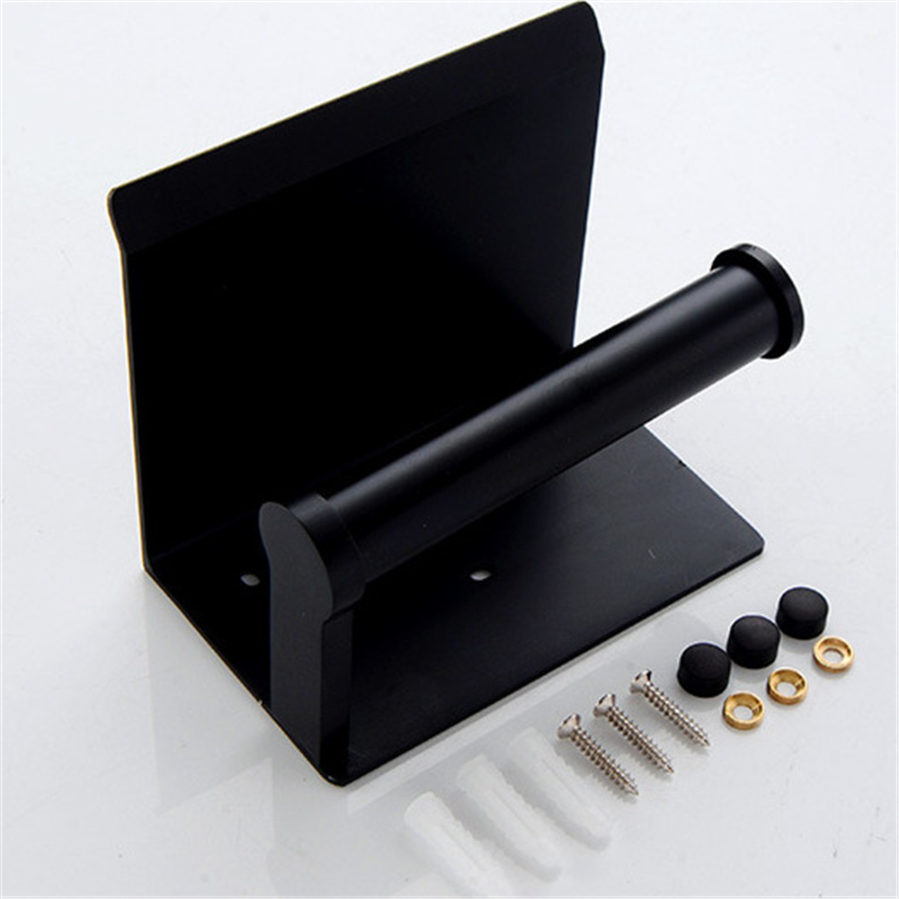 Wall Mounted Tissue Rack Mobile Phone Storage Shelf Black Free Punch Kitchen Double Axis Rag Roll Paper Square Organizer Holder