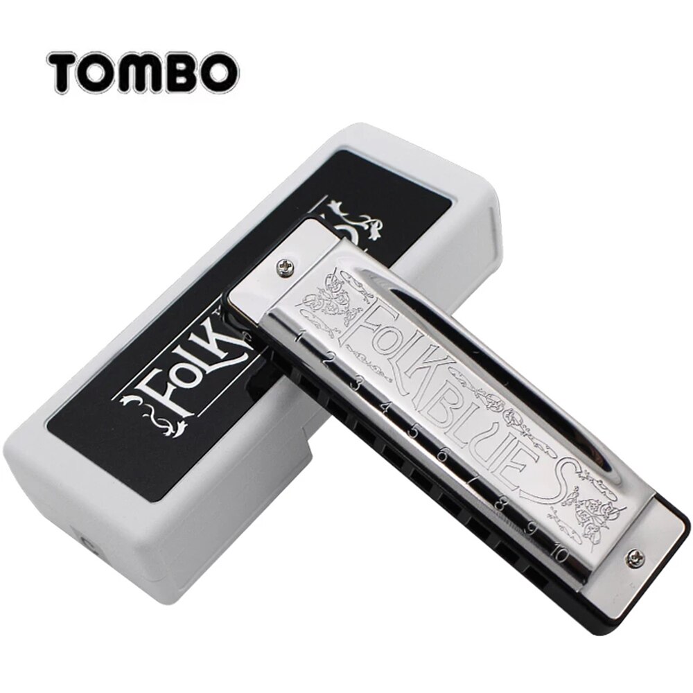 Tombo Folk Blues 1610 Diatonic Harmonica 10 Hole Blues Harp Brass Mouth Organ Key Of C ABS Comb Musical Instruments