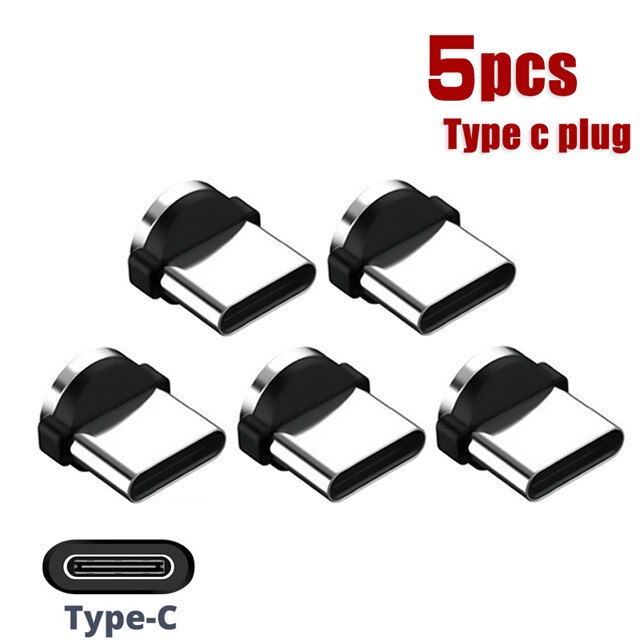 Enchufe magnético redondo Micro USB Cable cargador magnético, adaptador de Cable USB tipo C, 360 giratorio, 8 pines, 1 Uds., 5 uds.: 5pcs type c plug