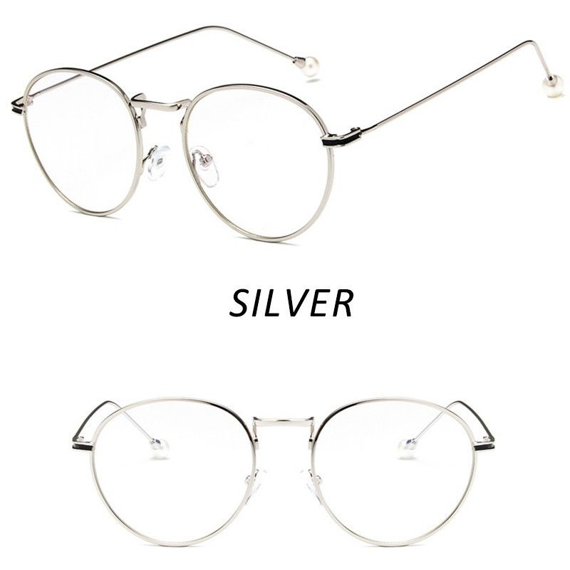 Parel Leesbril Platte Mannen En Vrouwen Anti-Blauw Licht Goggles Metal Trend Bril Frame Met Bijziendheid brilmontuur: Silver