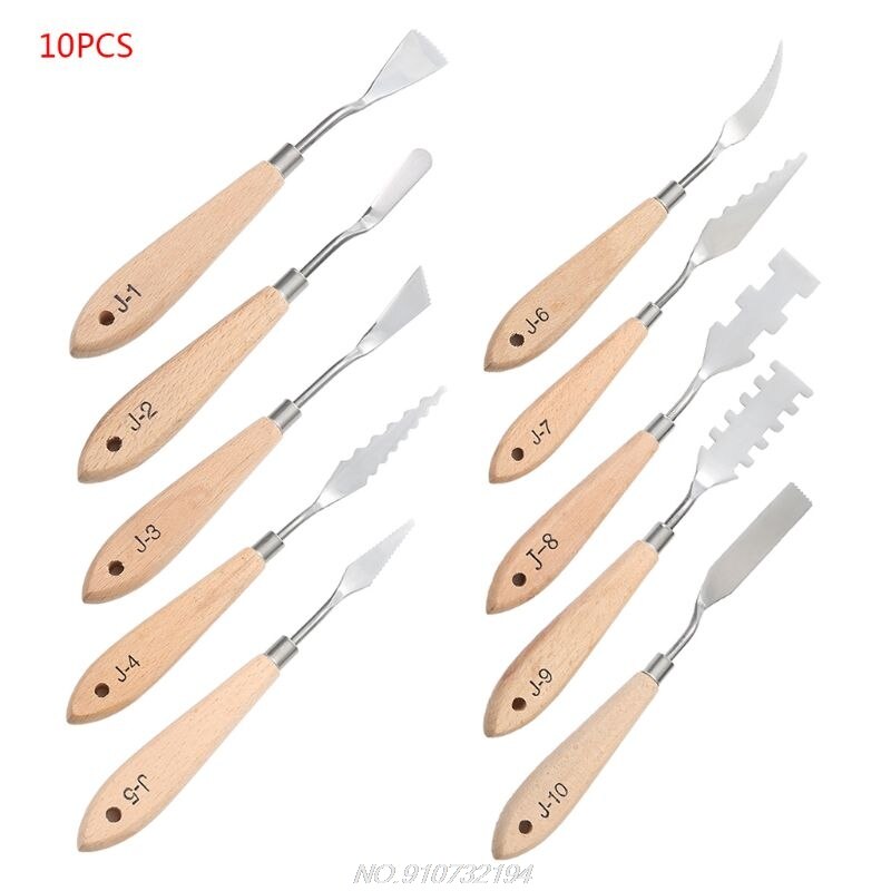 10pcs Stainless Steel Palette Scraper Paint Knives Blade for Artist Oil Acrylic Painting N25 20