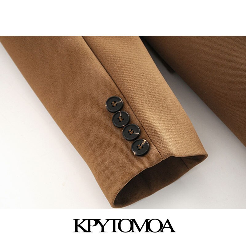 KPYTOMOA Women With Tied Wrap Blazers Coat Vintage Long Sleeve Pockets Female Outerwear Chic Tops